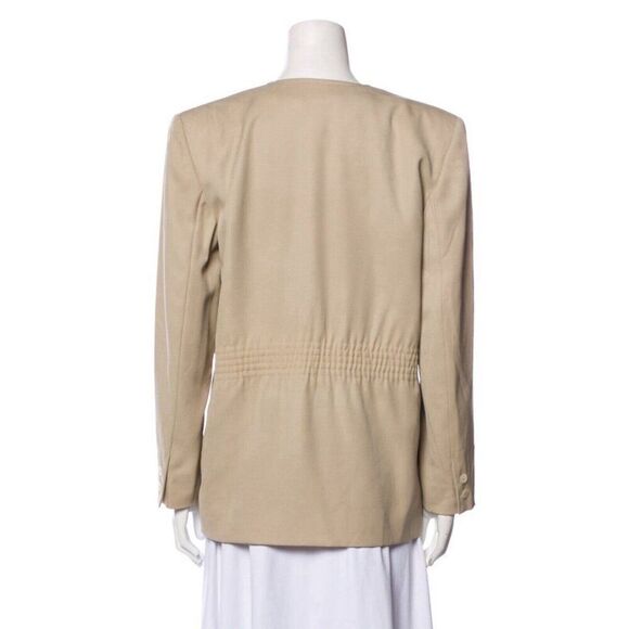 Valentino Authentic Vintage Solid Beige Long Sleeve Blazer Jacket 12 46 Large - Picture 3 of 7
